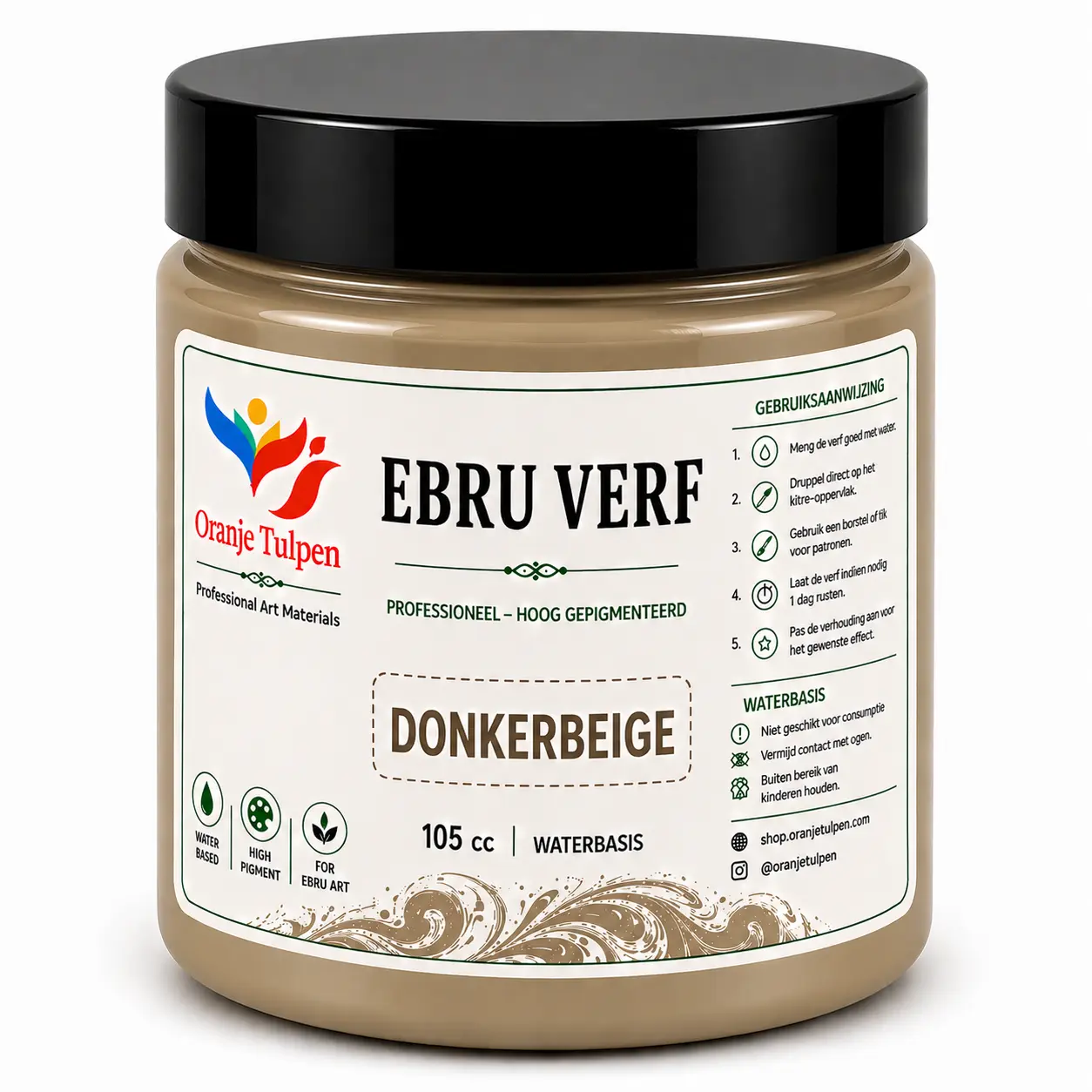 Professionele ebru verf rood 105cc Oranjetulpen waterbasis voor marmerkunst