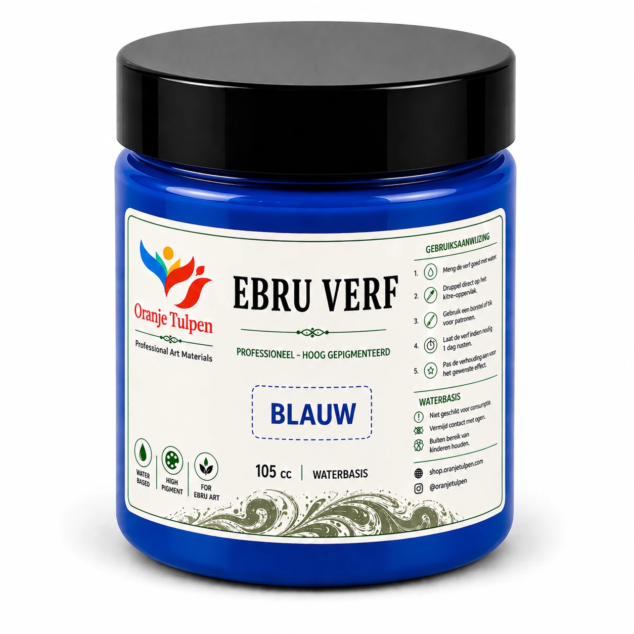 Professionele ebru verf blauw 105cc Oranjetulpen waterbasis voor marmerkunst